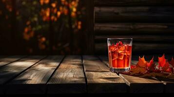 portrait une verre cocktail avec citrouille sur le table ai génératif photo