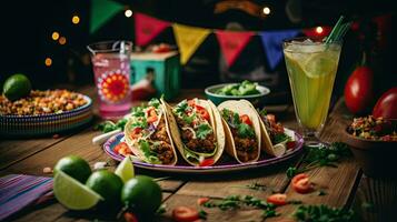 délicieux tacos avec boisson sur le table ai génératif photo