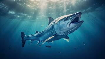 portrait barracuda poisson dans le mer ai génératif photo