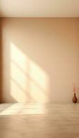 beige mur et sol avec doux droite lumière détail ai généré photo