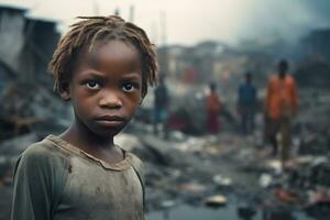 ai génératif images de une enfant représentant social inégalité dans société photo