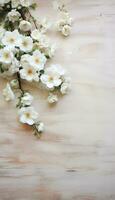 sablonneux blanc antique table avec blanc fleurs pose sur il ai généré photo