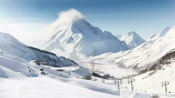 glacé pics et tranquille vallées, captivant hiver montagnes photo