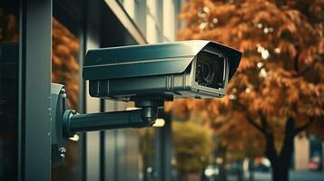 vidéosurveillance surveillance et sécuriser le façade de le bâtiment. génératif ai photo