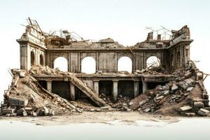 historique bâtiment ruines Publier démolition isolé sur une blanc Contexte photo