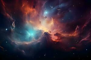 coloré espace galaxie nuage nébuleuse. stary nuit cosmos. univers science astronomie. supernova Contexte fond d'écran. génératif ai photo
