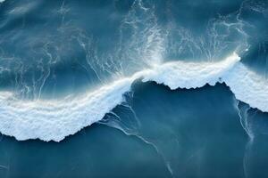 un aérien vue de une vague rupture sur le océan.drone photo toile de fond de mer vague dans oiseau œil vagues. génératif ai