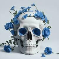 crâne et fleurs ai génératif photo