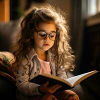 enfant lisant un livre photo