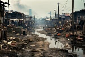 ai génératif Photos de taudis colonies représentant économique disparate