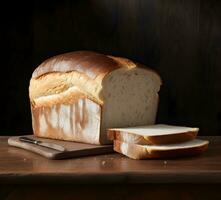 une pain de Frais pain avec tranché pièces. haute résolution. ai génératif photo