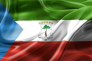 drapeau de la guinée équatoriale - drapeau en tissu ondulant réaliste photo