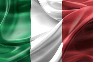 Illustration 3d d'un drapeau italien - drapeau en tissu ondulant réaliste photo