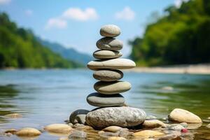 équilibre de la nature représentée avec des pierres et l'eau. photo