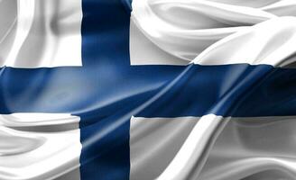 drapeau finlandais - drapeau en tissu ondulant réaliste photo