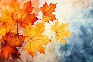 aquarelle érable feuilles créer un l'automne à thème abstrait art Contexte photo