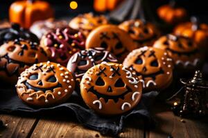 délicieux fait maison Halloween biscuits une de fête et effrayant traiter photo