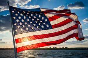 une symbole de américain fierté le agitant drapeau unit le nation photo