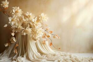 floral ombres Cascade sur neutre beige tissu pour minimaliste toile de fond photo