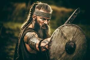 viking guerrier médiéval. produire ai photo