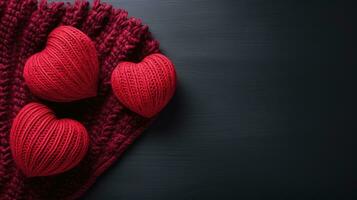 deux rouge tricoté cœurs photo