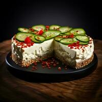 le Chili poivre et concombre cheesecake extrêmement détaillé génératif ai photo