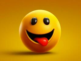 Jaune smiley emoji avec isolé Contexte génératif ai photo