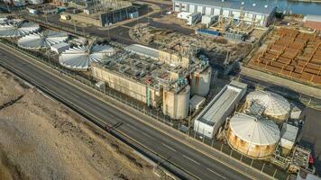 aérien vue de un industriel biens par le port, putain, Brighton, Royaume-Uni photo