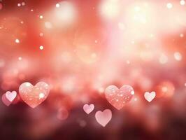 la Saint-Valentin journée Contexte avec en forme de coeur bokeh lumières génératif ai photo