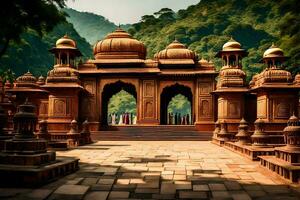 le entrée à une temple dans Inde. généré par ai photo