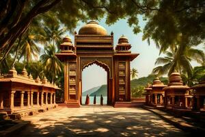 le entrée à une temple dans Inde. généré par ai photo