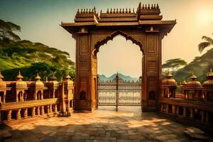 le porte de le palais, Inde. généré par ai photo