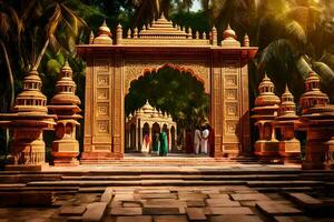 le entrée à une temple dans Inde. généré par ai photo