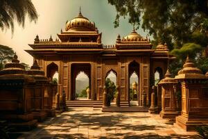 le d'or porte de le palais de le Roi de Inde. généré par ai photo