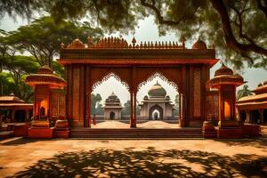 le entrée à une temple dans Inde. généré par ai photo