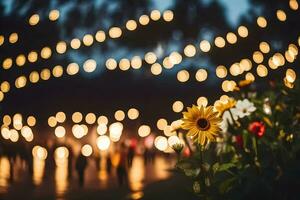 une fleur dans le milieu de une foule de personnes. généré par ai photo