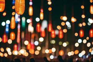 beaucoup gens sont permanent dans de face de une foule de lumières. généré par ai photo