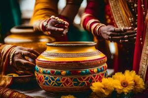 Indien mariage la cérémonie dans Bombay. généré par ai photo