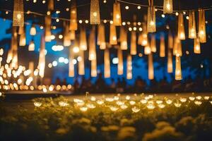 une mariage la cérémonie avec bougies et lumières. généré par ai photo