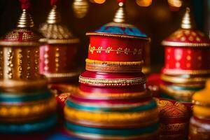 coloré Indien mariage décorations. généré par ai photo