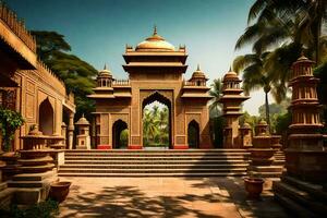 le entrée à une palais dans Inde. généré par ai photo