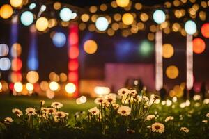 fleurs dans le parc à nuit. généré par ai photo