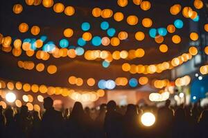 gens sont permanent dans une foule à nuit. généré par ai photo