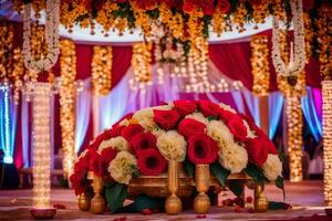 mariage décor des idées pour rouge et blanc mariage. généré par ai photo