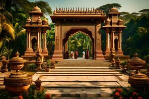 le entrée à une temple dans Inde. généré par ai photo