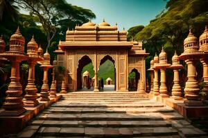 le entrée à une temple dans Inde. généré par ai photo