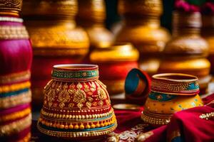 Indien mariage décor des idées pour le la mariée et jeune marié. généré par ai photo