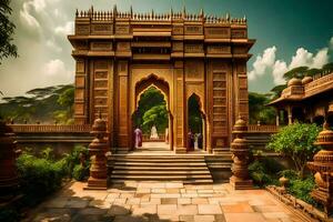 le entrée à une palais dans Inde. généré par ai photo