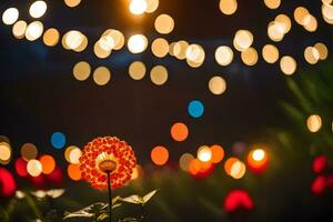 une fleur dans le sombre. généré par ai photo