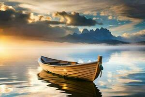 le bateau sur le lac. généré par ai photo